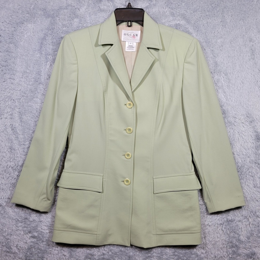Oscarβ de la Renta Blazer Jacket Womens 6 Pastel Green Career Business Coat *